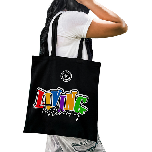 "Living Testimony"  |   Black Canvas Tote Bag | Original Collection
