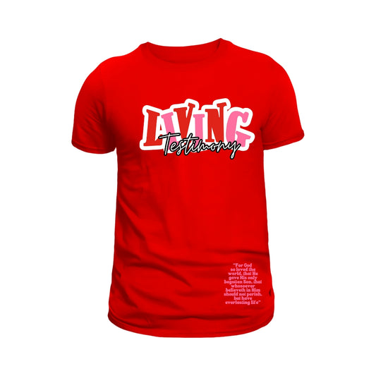 "Living Testimony"  |  Red Unisex Tee | God’s Love Collection