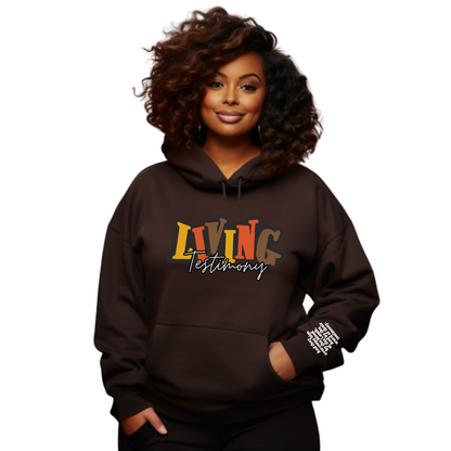 "Living Testimony"  |  Dark Chocolate Unisex Hoodie | Fall Collection