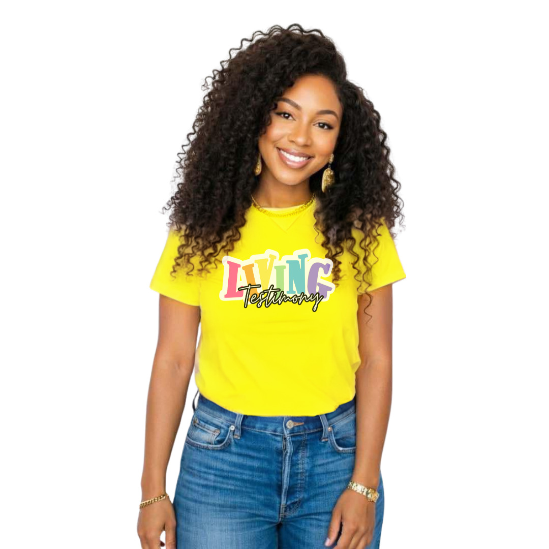 "Living Testimony"  |  Yellow Unisex Tee |Spring Collection| He Has Risen